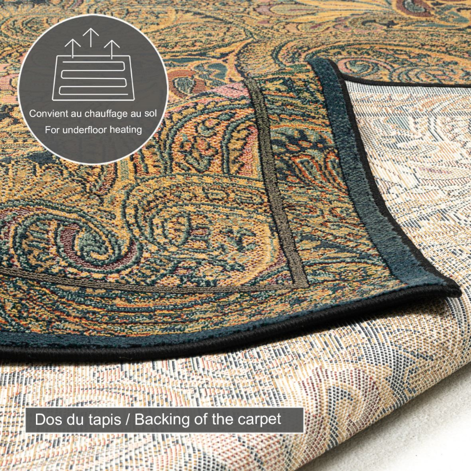 Tapis tissé à poils courts avec motif floral et bordure - Gabiro