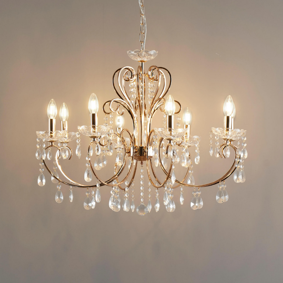 Grand lustre baroque en métal doré - PAVIA