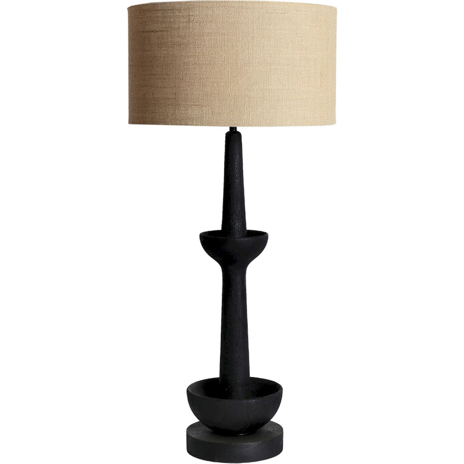 Lampe de table contemporaine en bois de manguier et coton