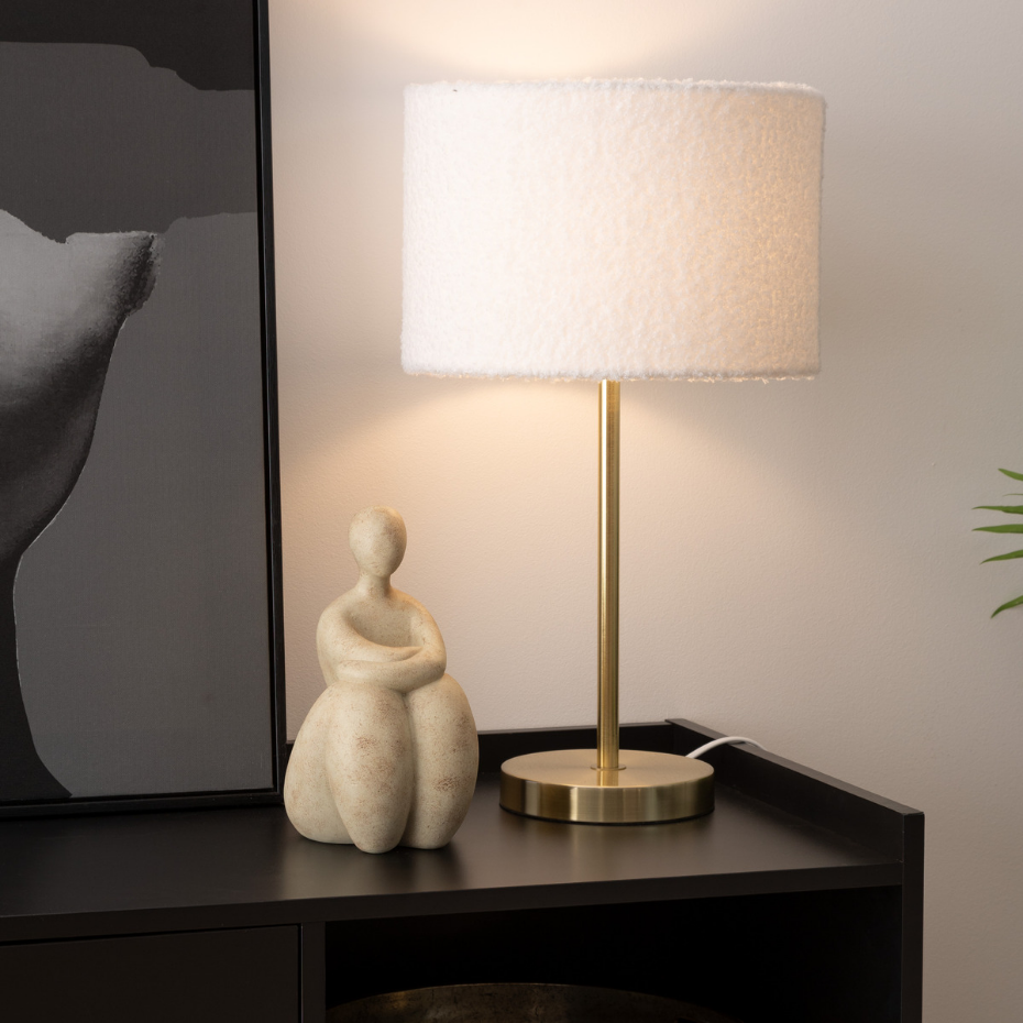 Lampe à poser métal tissu bouclette TINA