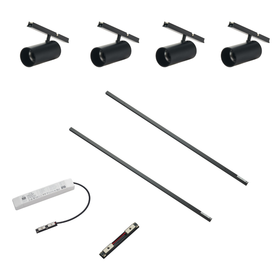 Kit 2 rails + 4 spots LED orientables - LYNE
