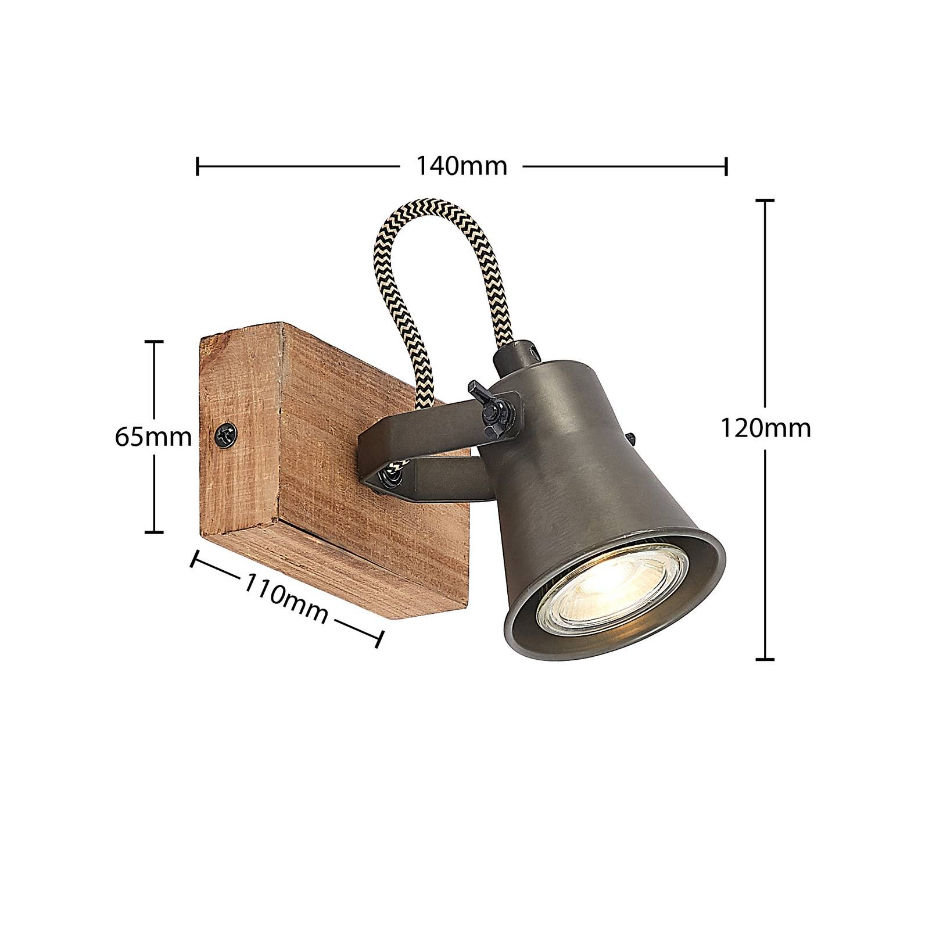 Projecteur halogène en bois vintage