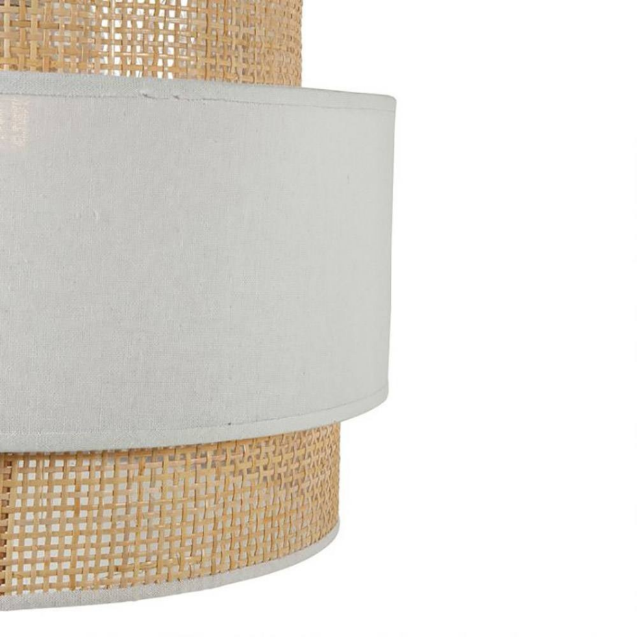 Suspension Ronde 3 Abat-jours Rotin Blanc D40
