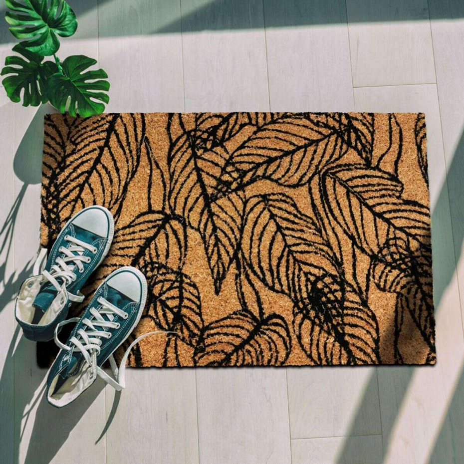 Paillasson fibre de coco motif feuilles - NERVURE