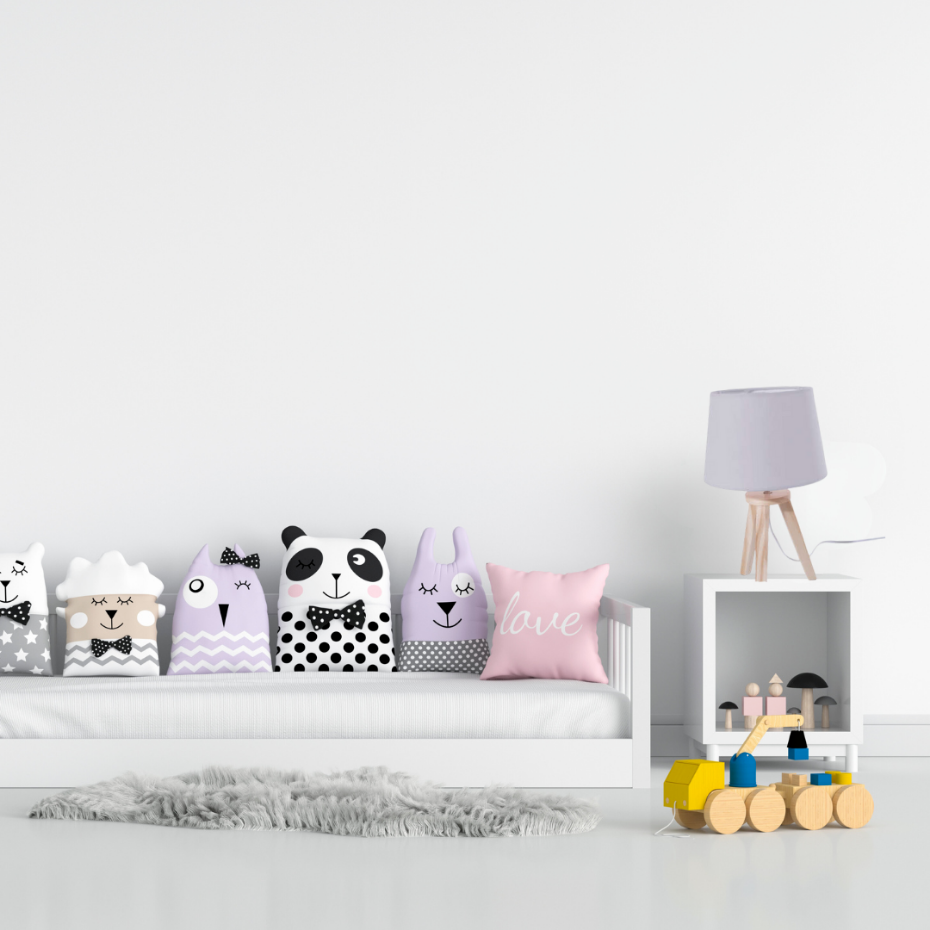 Lampe trépied enfant bois et tissu douceur