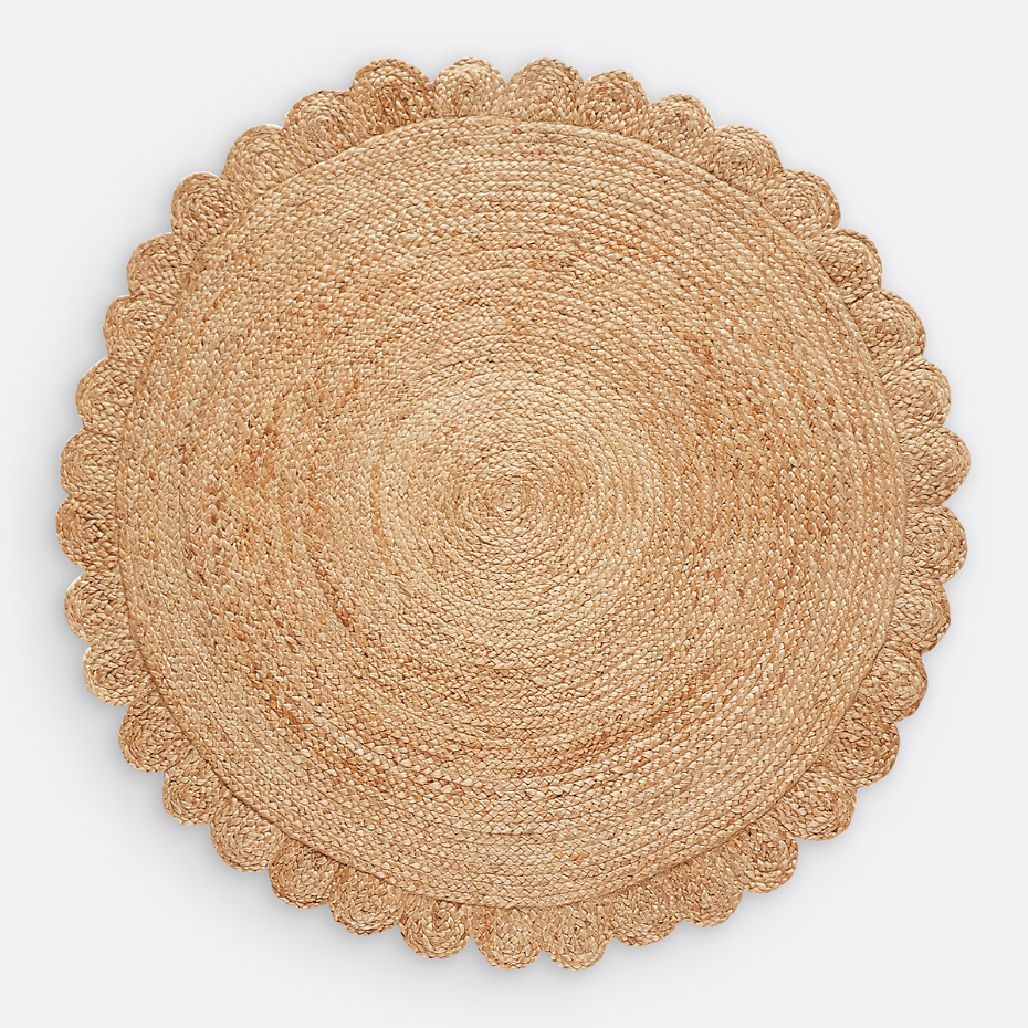 Tapis jute rond forme fleur, Aftas