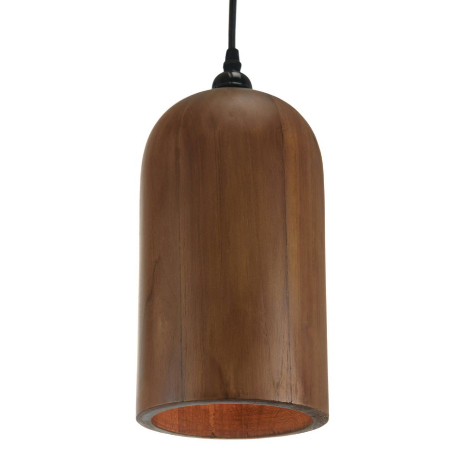 Suspension forme allongée 15x15cm en bois de teck recyclé FOLELLI