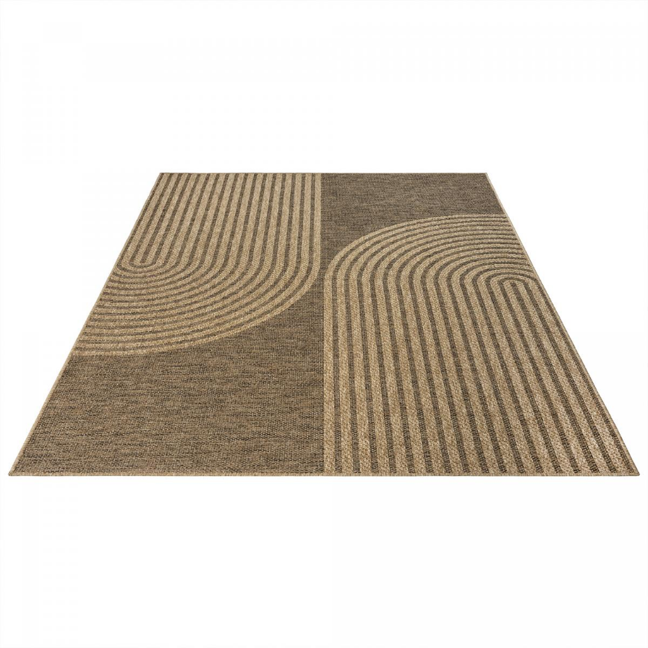 Tapis extérieur intérieur LYN13 REZA aspect jute motif arc-en-ciel