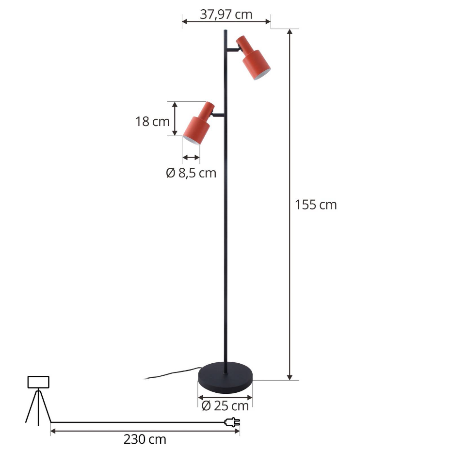 Lampadaire en métal moderne, Ovelia