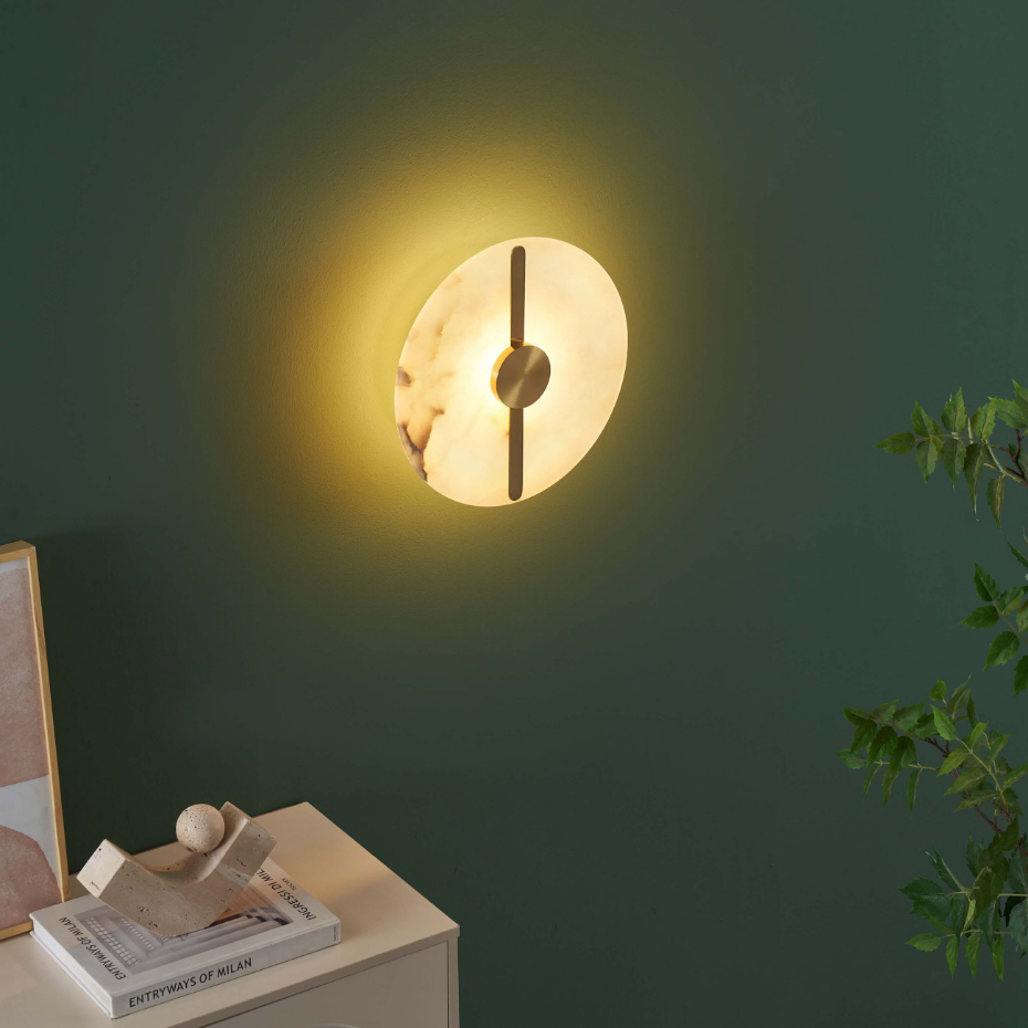 Applique LED disque en albâtre - LUNÉA