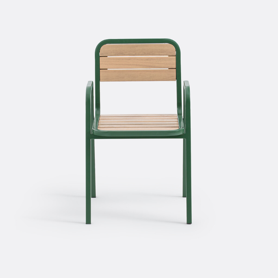 Lot 2 fauteuils de jardin métal acier acacia, Jaja
