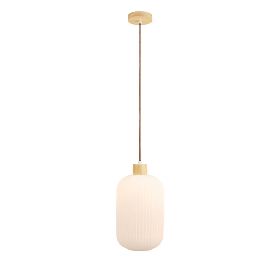 Suspension en verre et bois 20x38cm- ARGALO