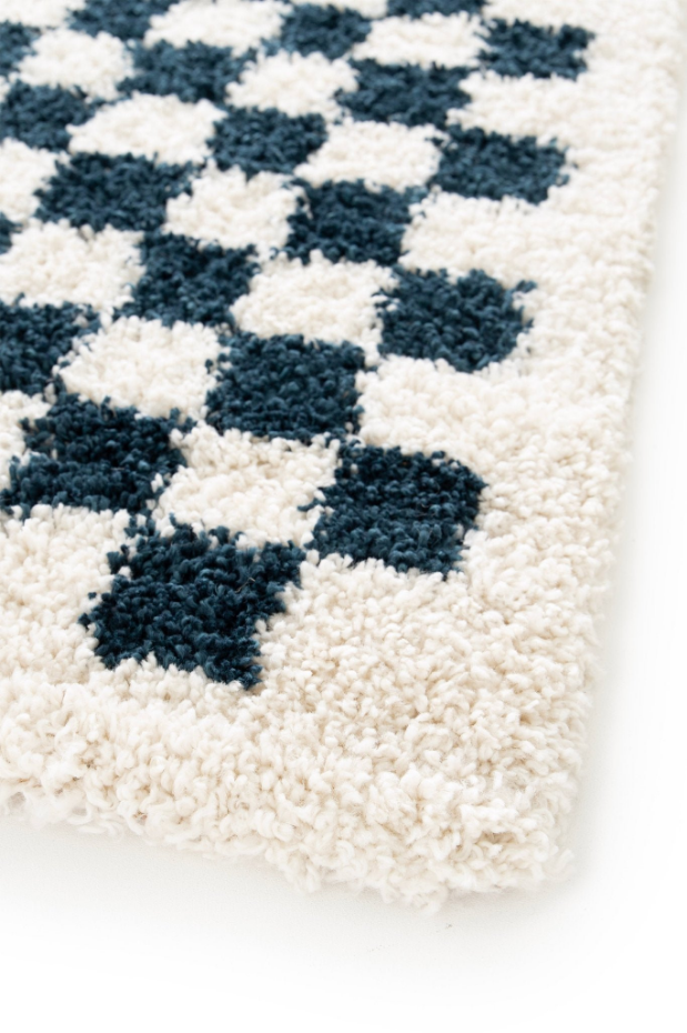 Tapis damier poils longs doux et volumineux CHECKERS