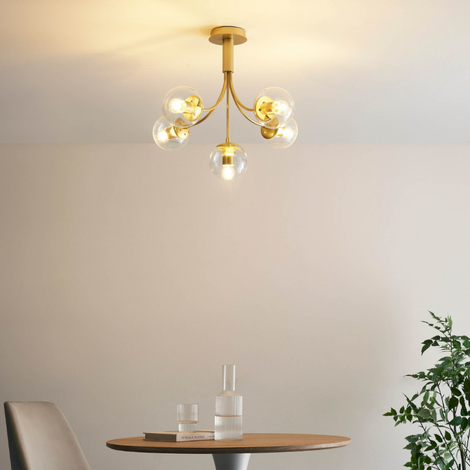Plafonnier en Verre avec Structure Laiton - CIARA