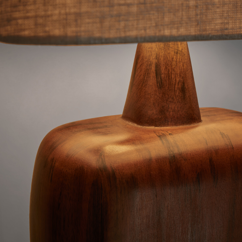 Lampe à poser en manguier et lin, Gyra