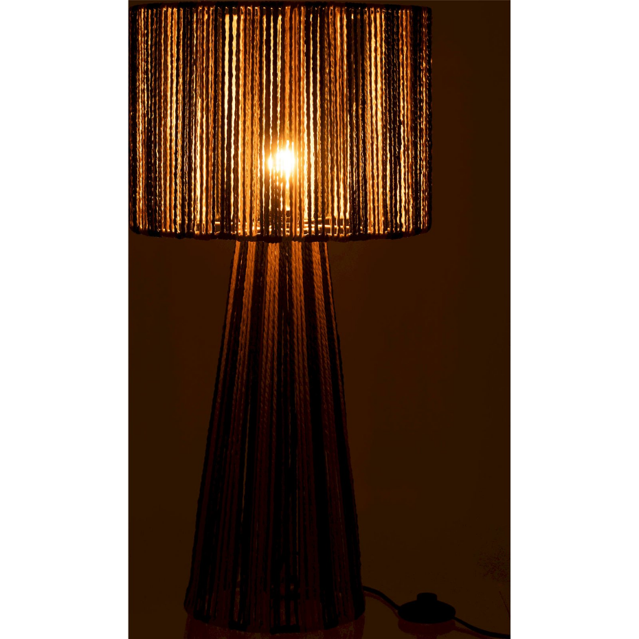 Lampe à poser ronde en papier et corde rayée