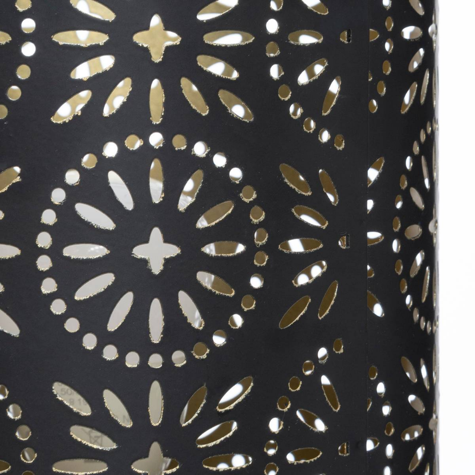 Lampe métal noir motifs ajourés dorés GYPSY