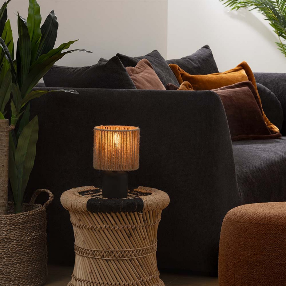 Lampe à poser céramique et chanvre KOBY