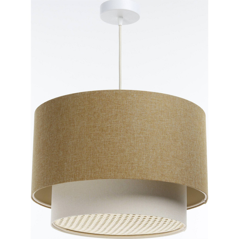 Suspension ronde en tissu avec diffuseur rotin Boho Elegant