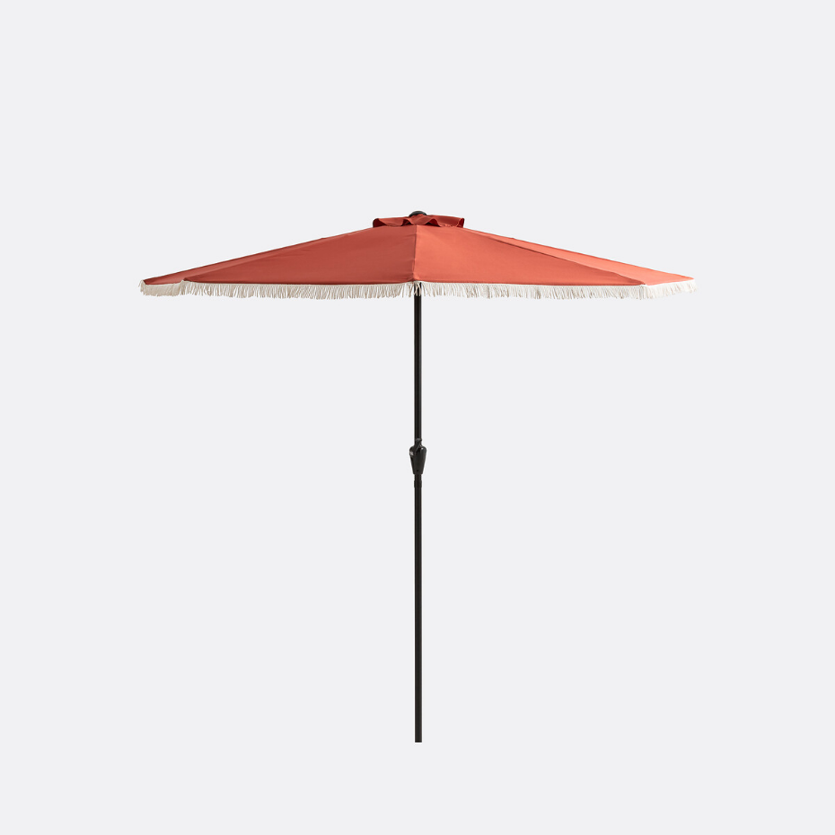 Demi-parasol de balcon à franges Medio
