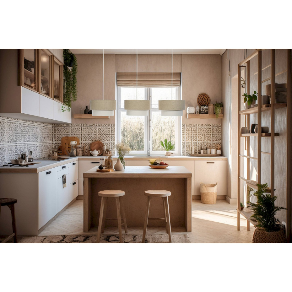 Suspension rectangulaire en jute et lin Boho