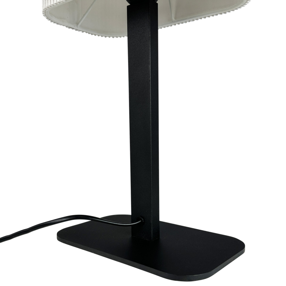 Lampe à poser en métal et tissu Noir/Blanc Calix