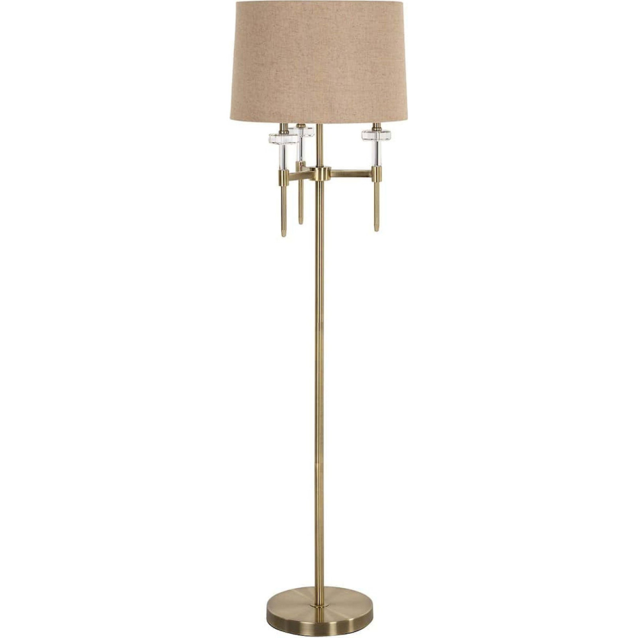 Lampadaire en fer doré abat-jour tissu et détails cristal