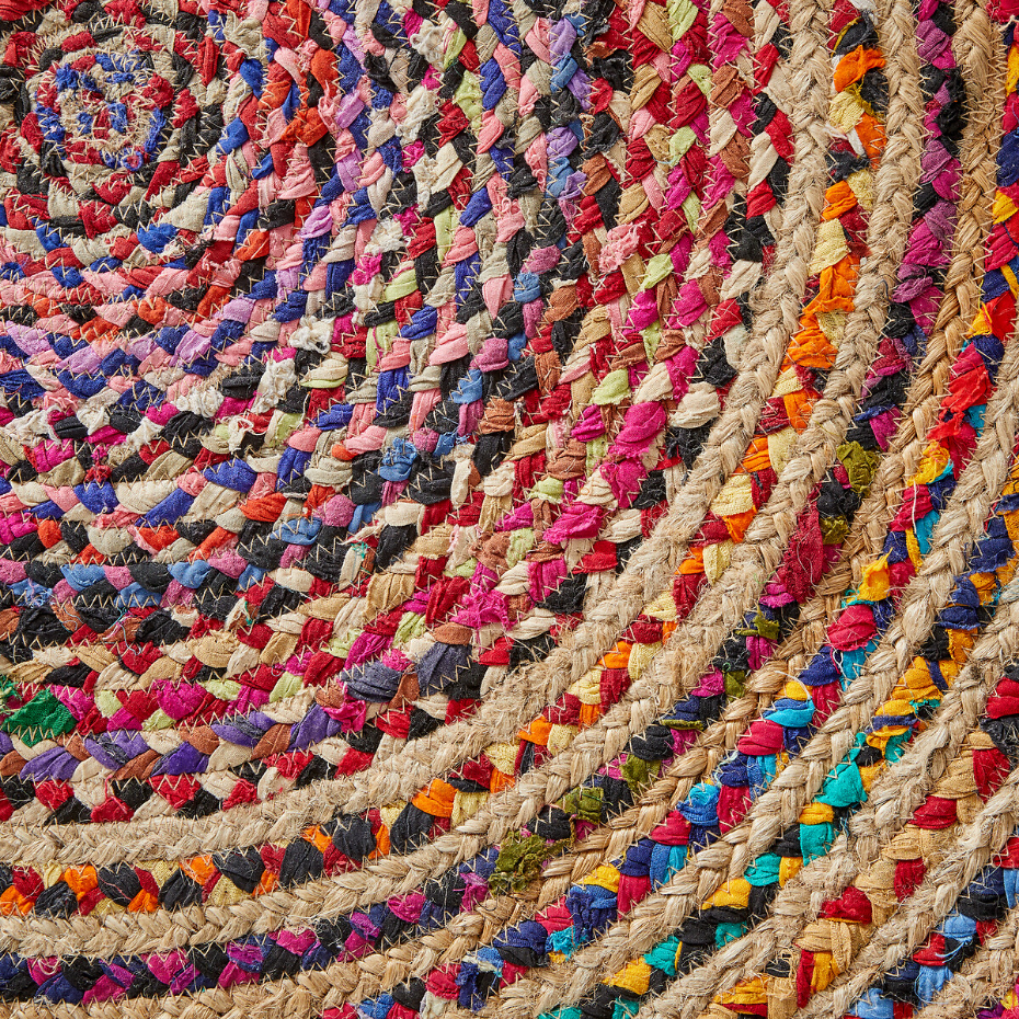 Tapis jute et coton recyclé Ø120 cm, Jaco