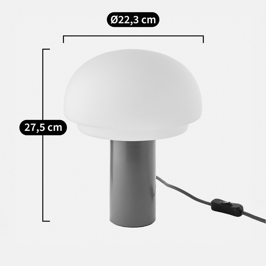 Lampe opaline et métal fer H27,5 Agathilda