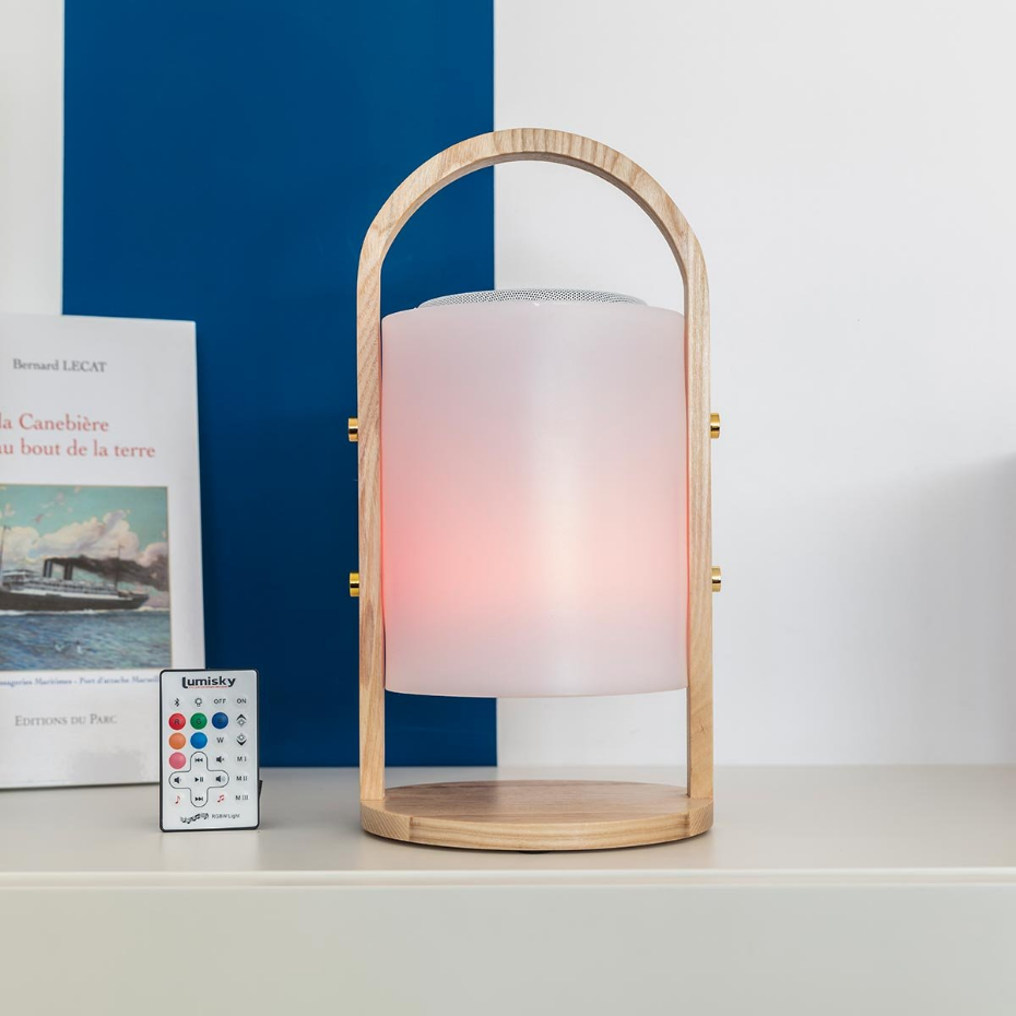 Lampe enceinte bluetooth multicolore WOODY PLAY H37cm