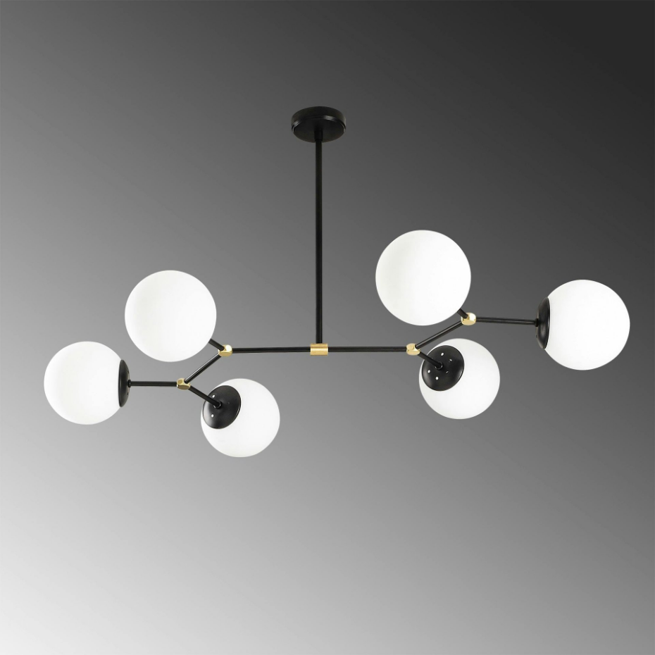 Suspension design 6 globes en verre SIERRE