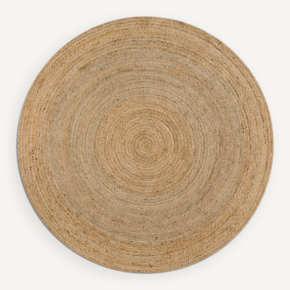 Tapis rond Ø300 cm en jute, tressé main, Hempy