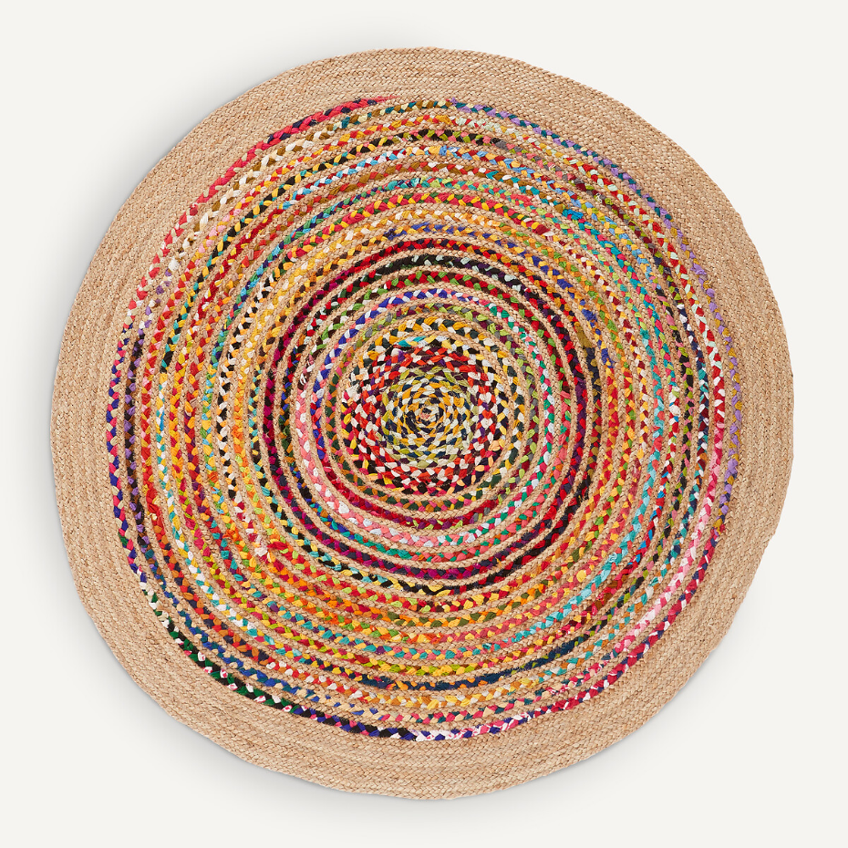 Tapis jute et coton recyclé ø150 cm, Jaco