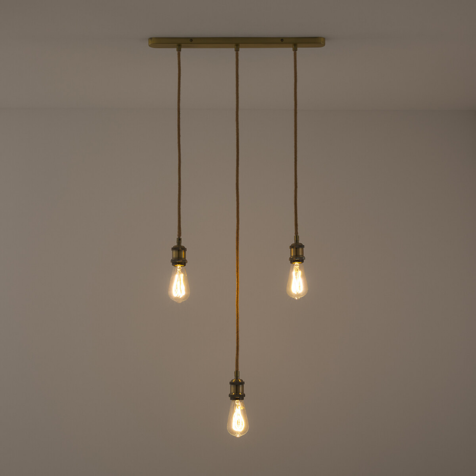 Suspension grappe en laiton et jute, Palatina