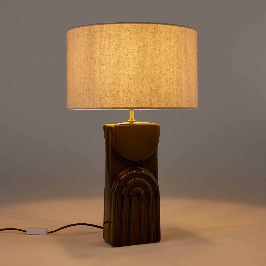 Lampe à poser céramique et lin, Topia