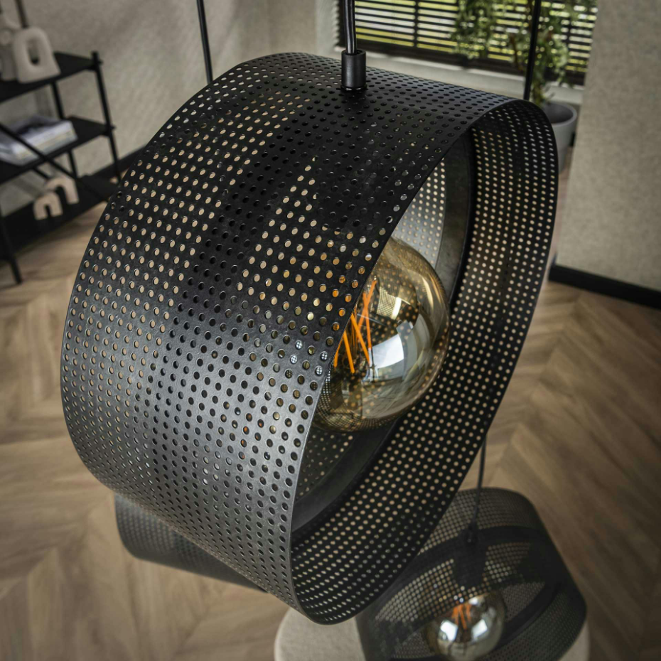 Suspension design 3 anneaux en métal perforé RALF