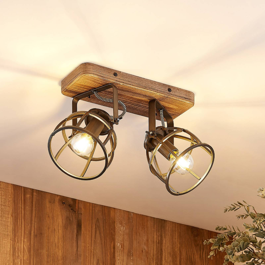 Plafonnier en bois vintage, Rutger