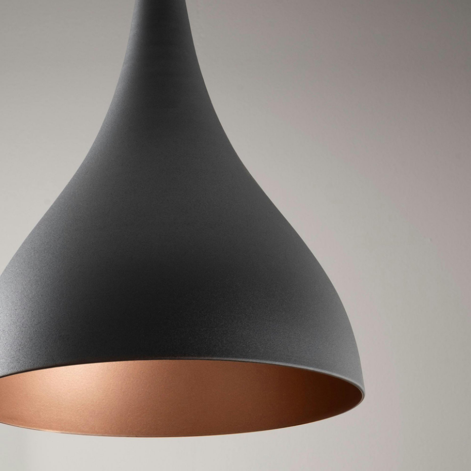 Suspension de cuisine noire mate – intérieur cuivré SILE