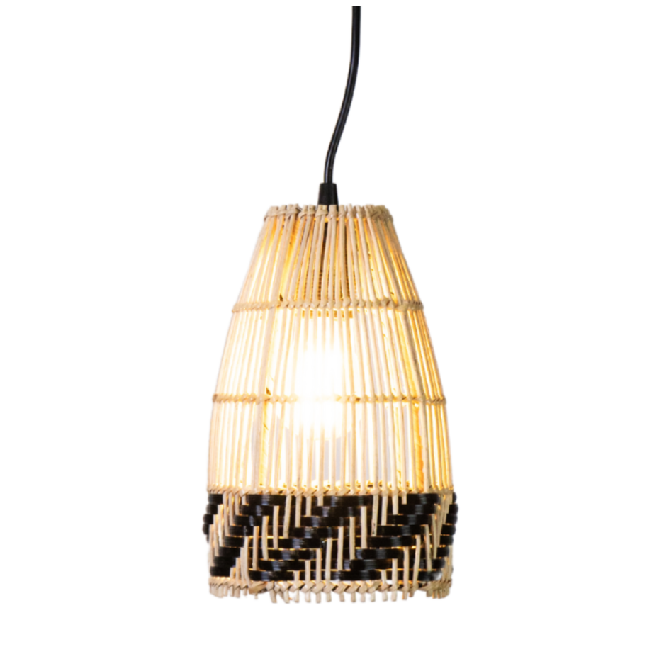 Petite suspension en rotin naturel et noir KOB