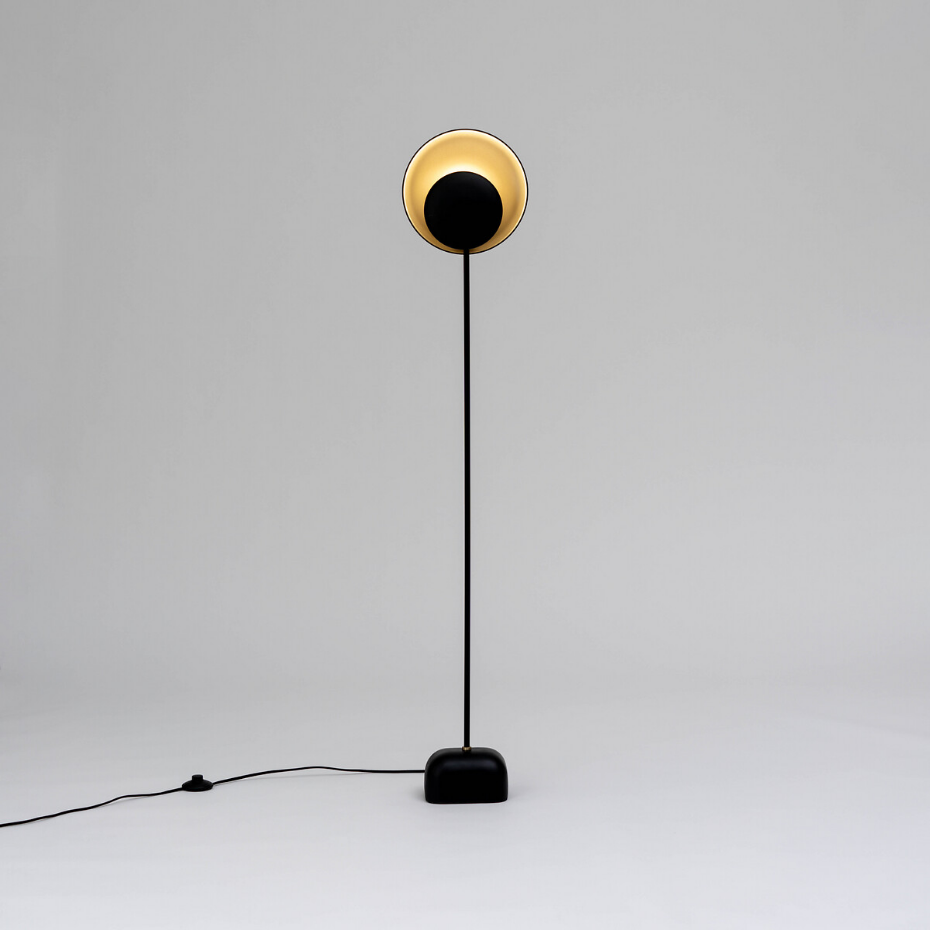 Lampadaire, réflecteurs noir et moka, Naton