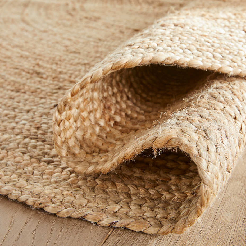 Tapis rond Ø250 cm en jute, tressé main, Hempy