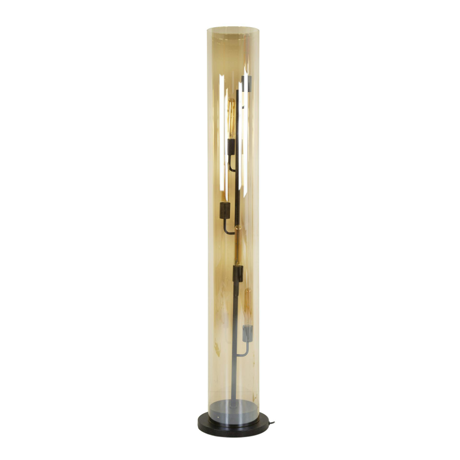 Lampadaire colonne en verre ambré 5 lampes RALF
