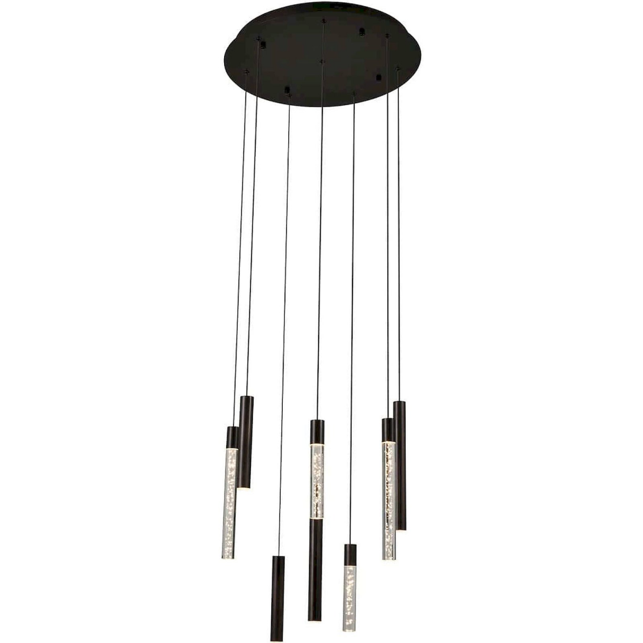 Suspension ronde en fer à huit lumières