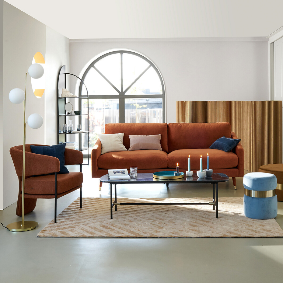 Lampadaire laiton et verre opaline, Moricio