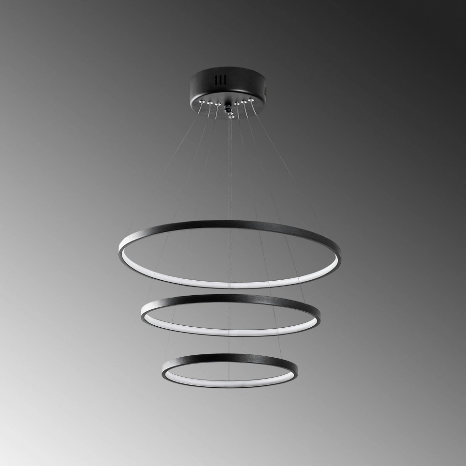 Suspension design LED – noire, 3 anneaux spirale VIESTE