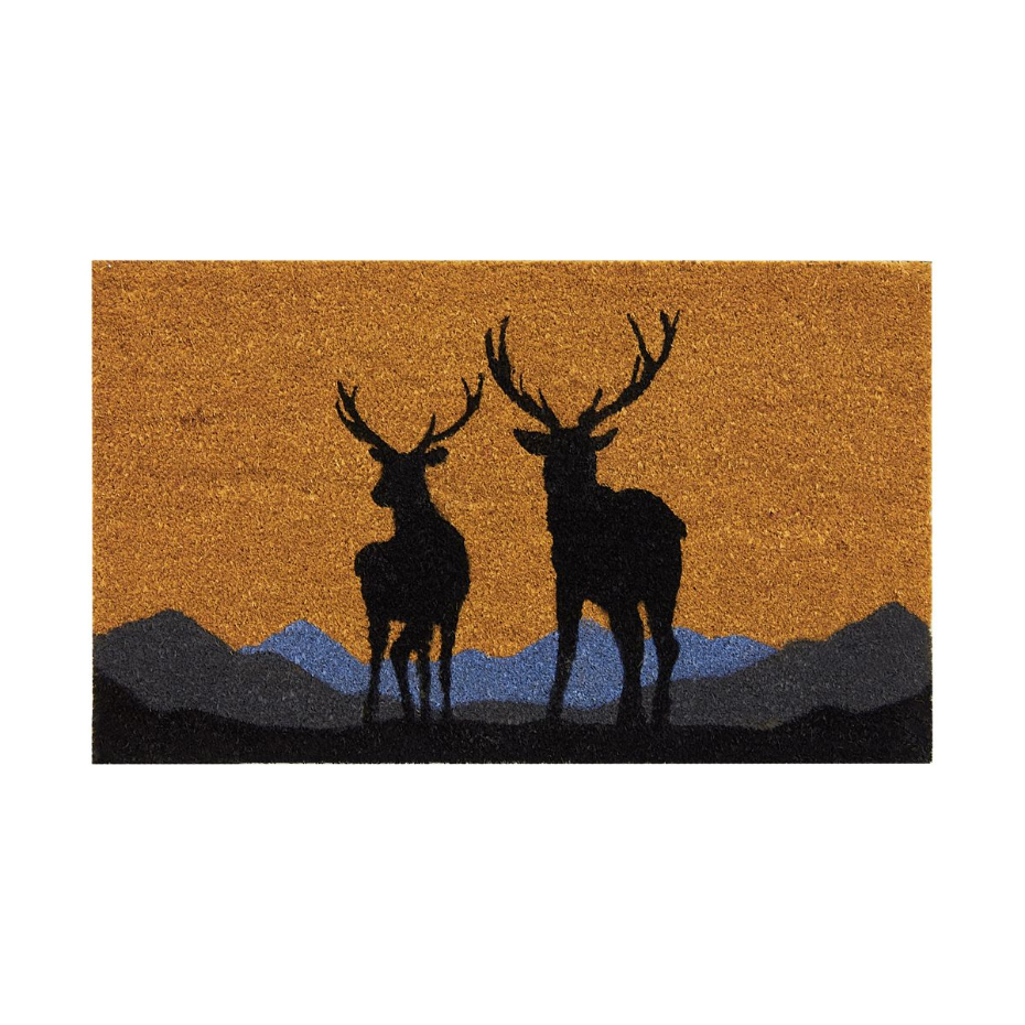 Paillasson coco intérieur extérieur 75 x 45 cm Cerfs en montagne