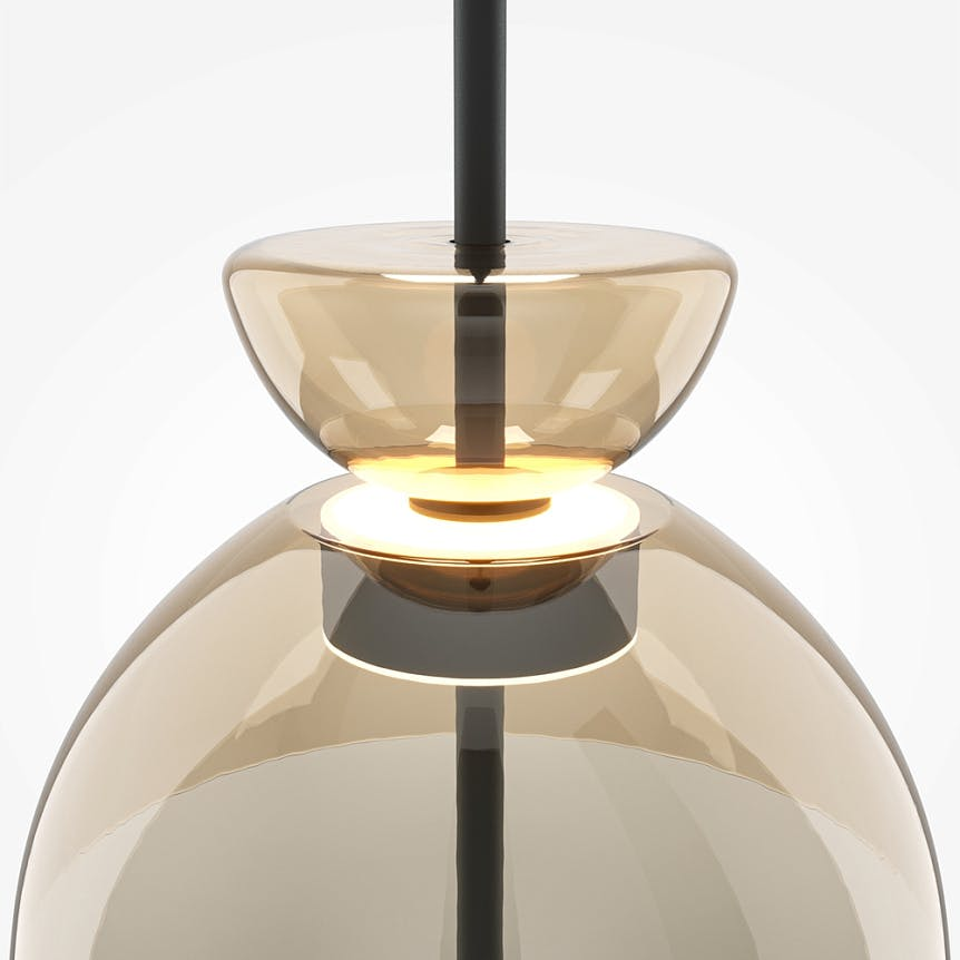 Suspension LED abat-jour en verre diabolo NORA