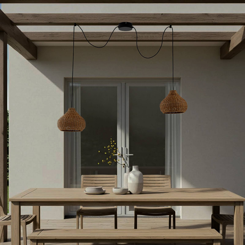 Luminaire extérieur en bois traditionnel