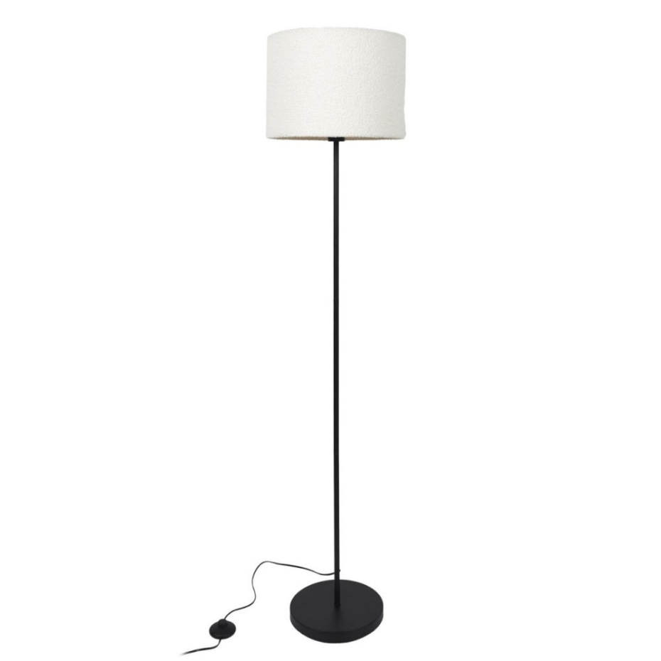 Lampadaire En Métal Noir Avec Abat Jour En Bouclette