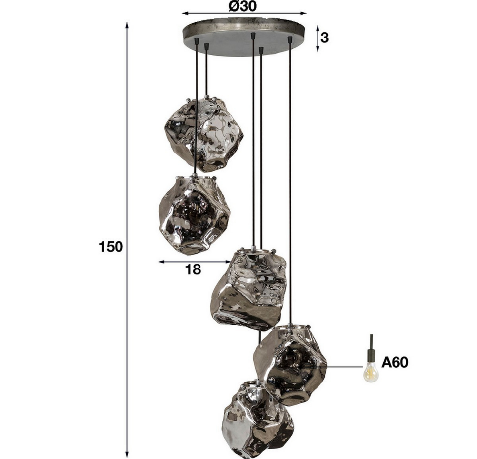 Lustre vertical en verre soufflé - ROCKY FIVE